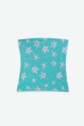 FLORAL TUBE TOP AQUA