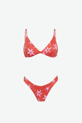 FLORAL BIKINI TOP RED