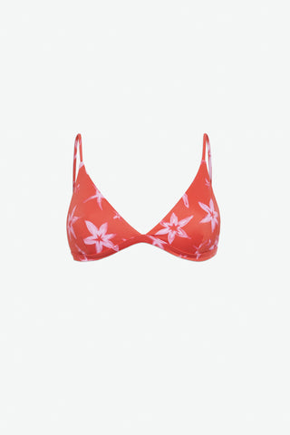FLORAL BIKINI TOP RED