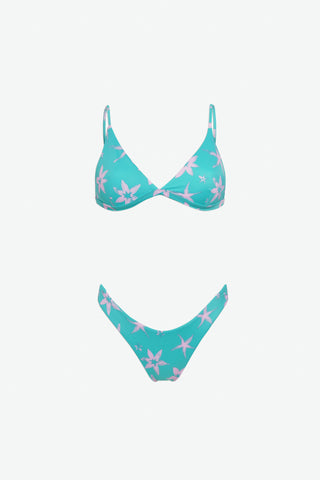 FLORAL BIKINI BOTTOM AQUA