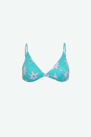 FLORAL BIKINI TOP AQUA
