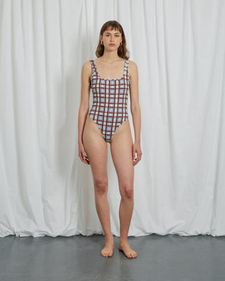TARTAN SWIMSUIT BLUE