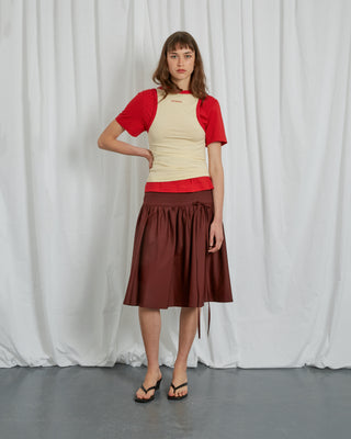 BURGUNDY MIDI SKIRT