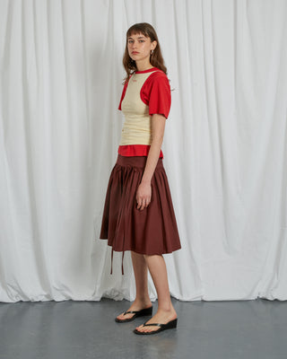BURGUNDY MIDI SKIRT