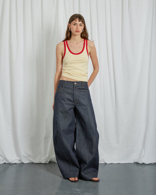 DENIM BARREL TROUSERS