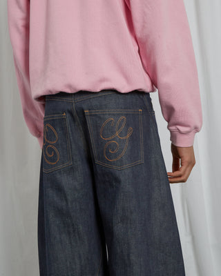 DENIM BARREL TROUSERS