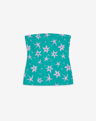 FLORAL TUBE TOP AQUA