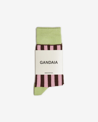PINK & BROWN STRIPED SOCKS