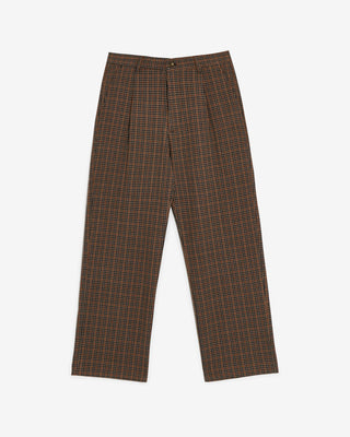 TARTAN PLEATED TROUSERS BROWN