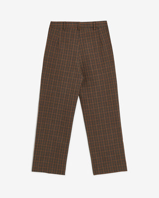 TARTAN PLEATED TROUSERS BROWN