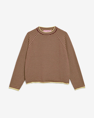 YELLOW & PLUM STRIPED WOOL SWEATER