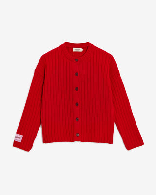 RED WOOL CARDIGAN