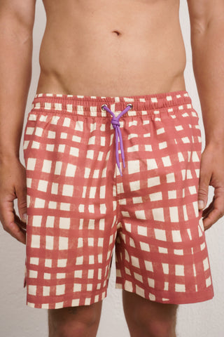 LATTICE SWIM TRUNKS BROWN