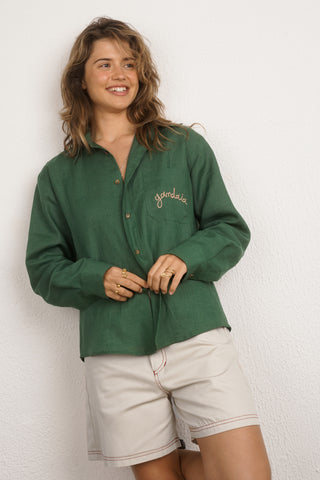 GREEN EMBROIDERED LONG SLEEVE SHIRT