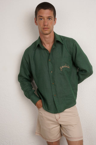 GREEN EMBROIDERED LONG SLEEVE SHIRT