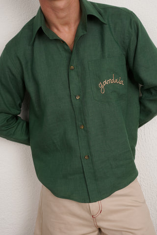 GREEN EMBROIDERED LONG SLEEVE SHIRT