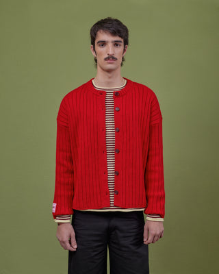 RED WOOL CARDIGAN