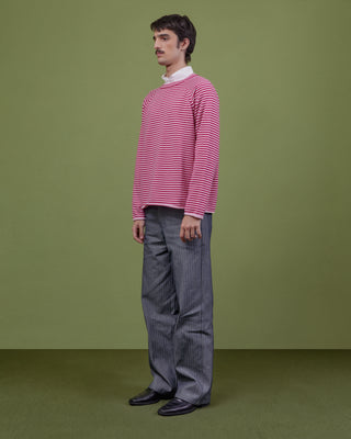 PINK STRIPED WOOL SWEATER