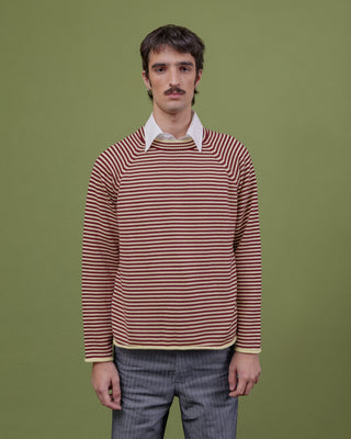 YELLOW & PLUM STRIPED WOOL SWEATER