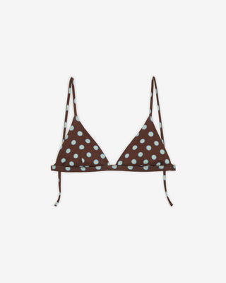POLKA DOT BIKINI TOP BROWN