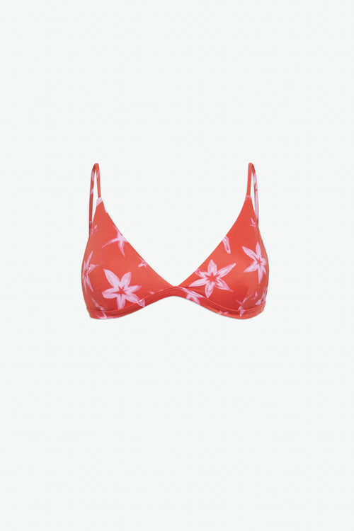 FLORAL BIKINI TOP RED