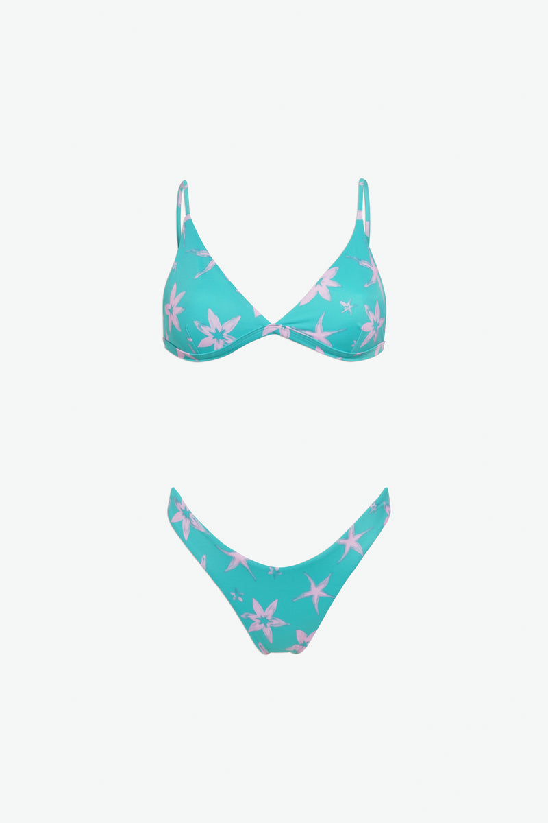 FLORAL BIKINI BOTTOM AQUA