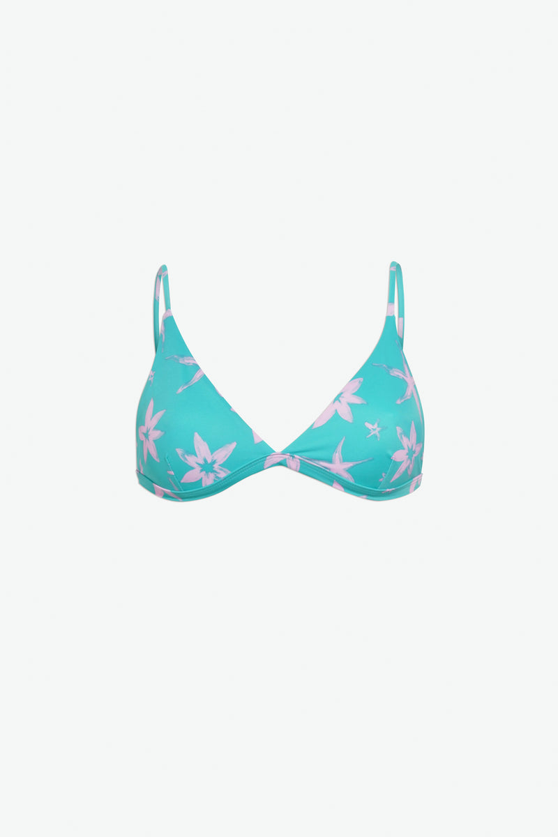 FLORAL BIKINI TOP AQUA