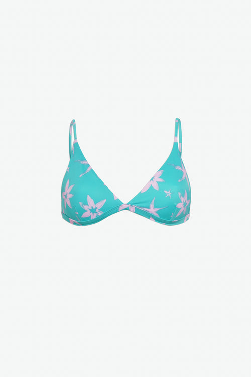 FLORAL BIKINI TOP AQUA