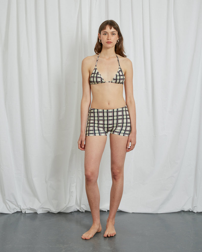 TARTAN MICRO SHORTS BEIGE