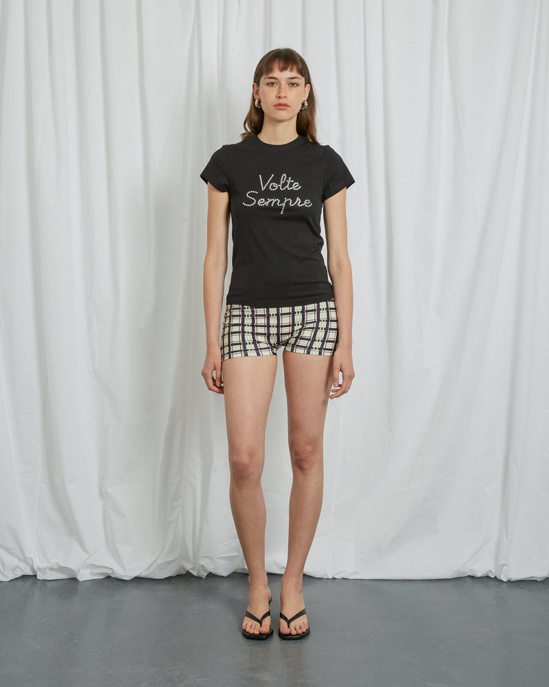 TARTAN MICRO SHORTS BEIGE