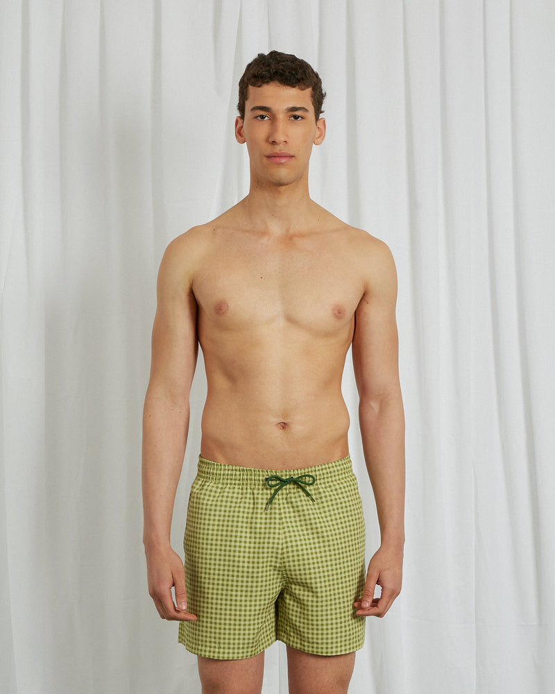 GREEN VICHY SWIM SHORTS