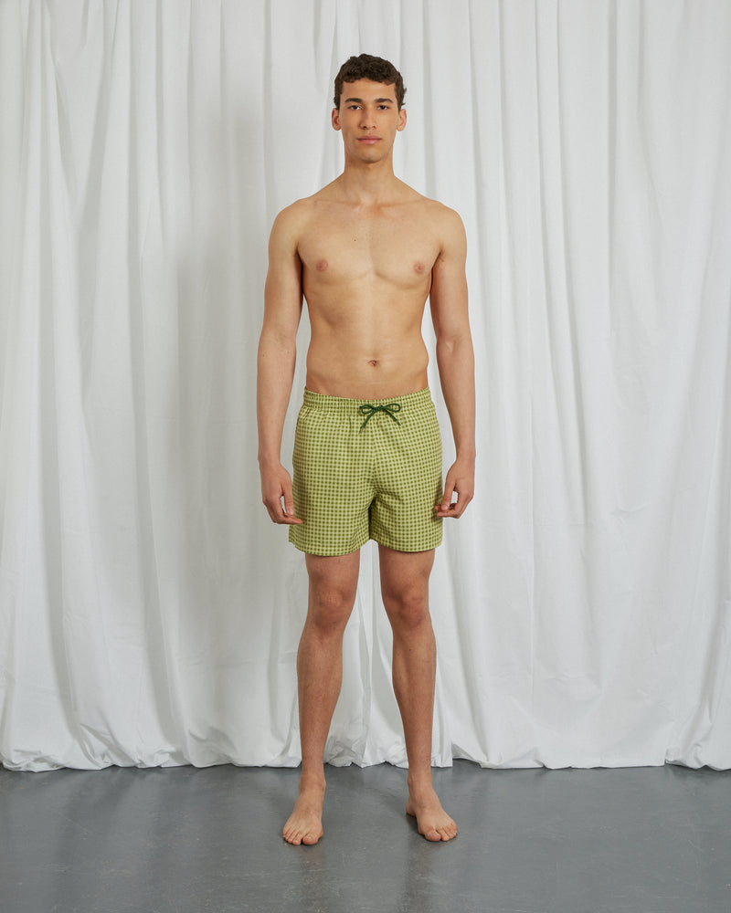 GREEN VICHY SWIM SHORTS