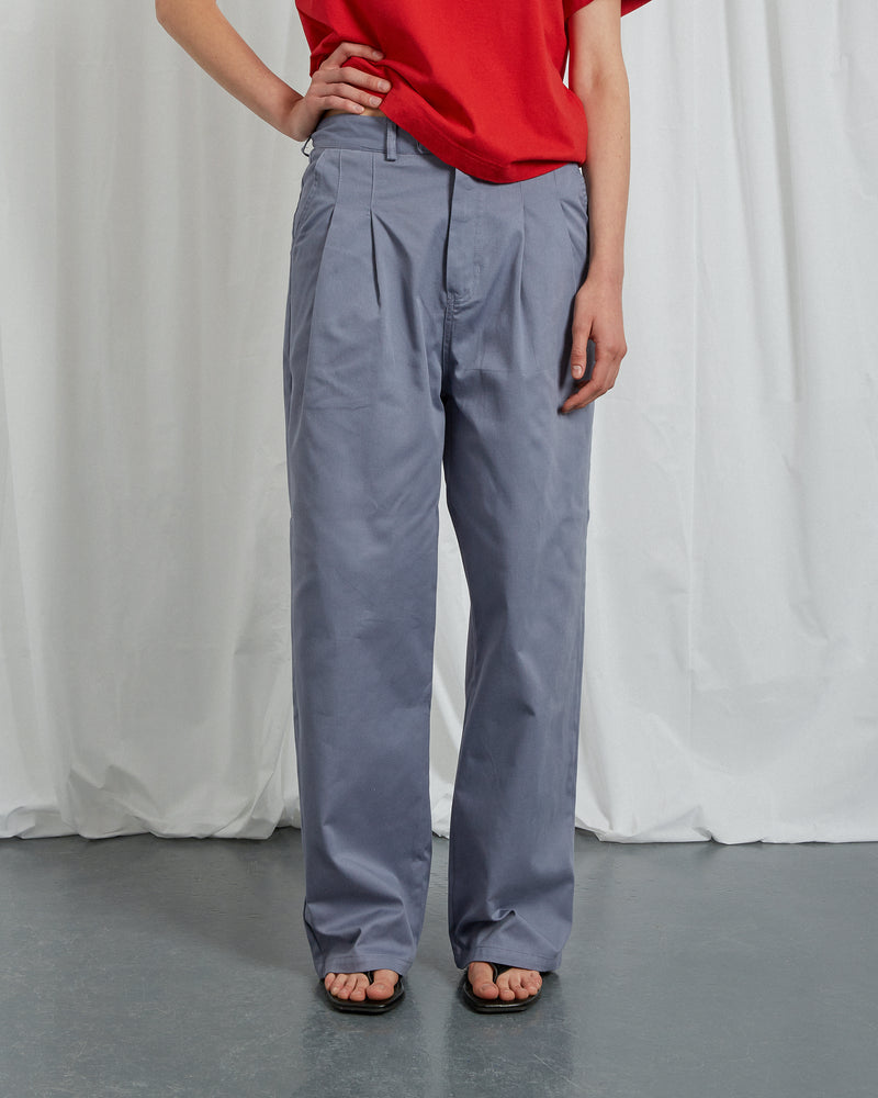 BLUE-GREY PLEATED TROUSERS