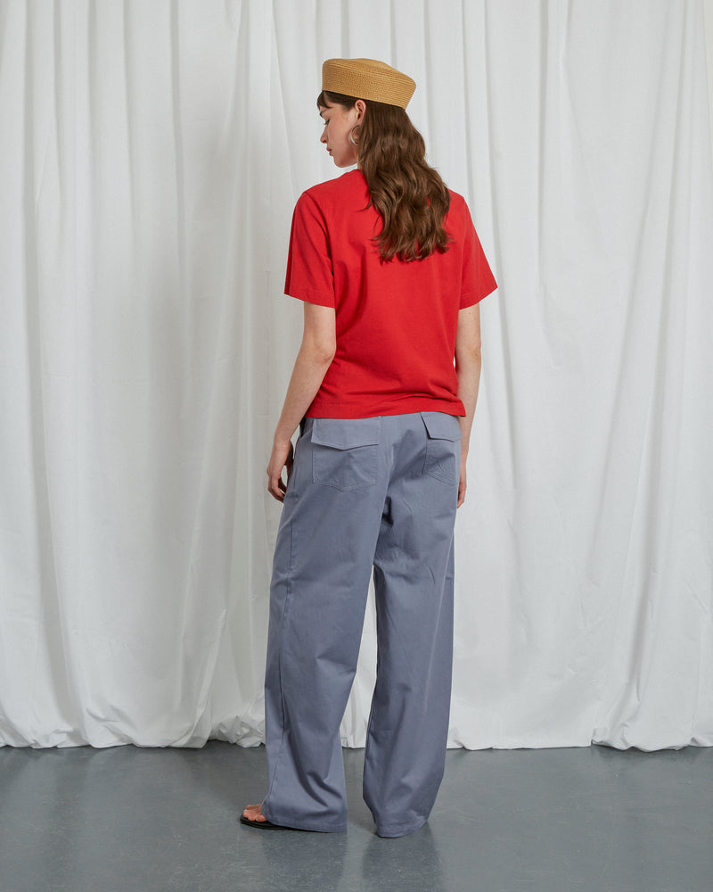 BLUE-GREY PLEATED TROUSERS