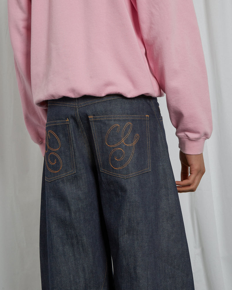 DENIM BARREL TROUSERS