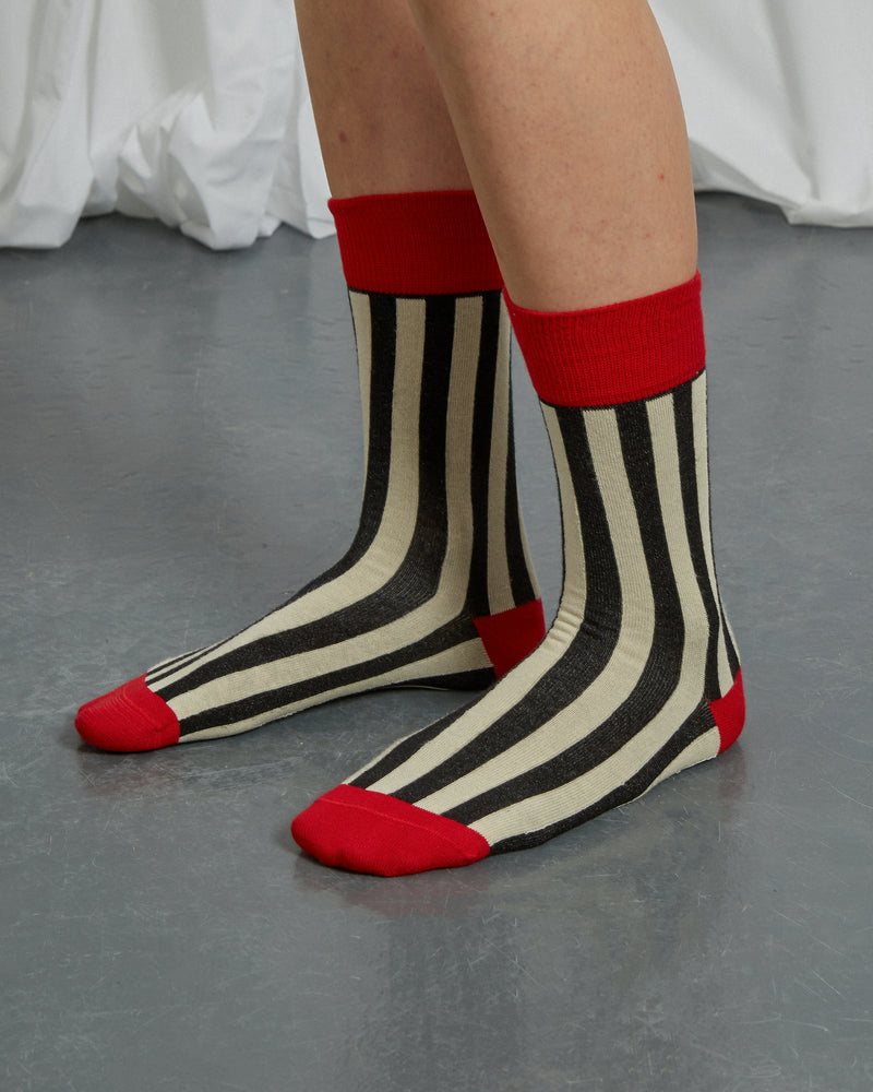 RED & BLACK STRIPED SOCKS