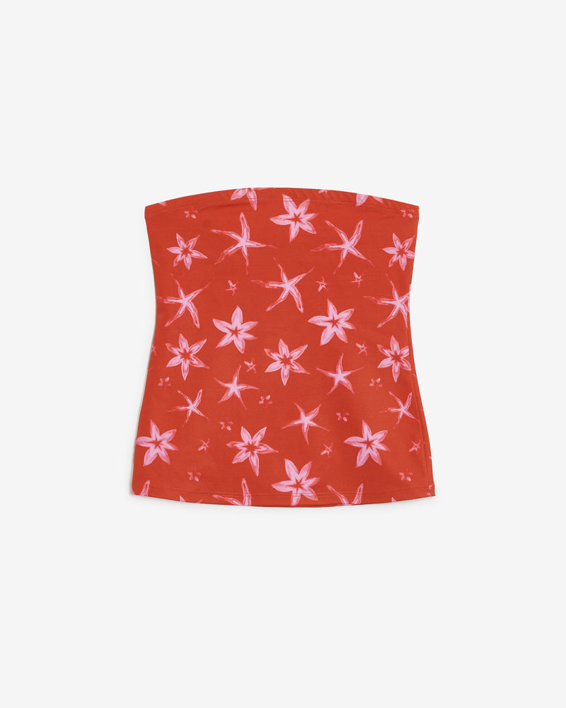 FLORAL TUBE TOP RED