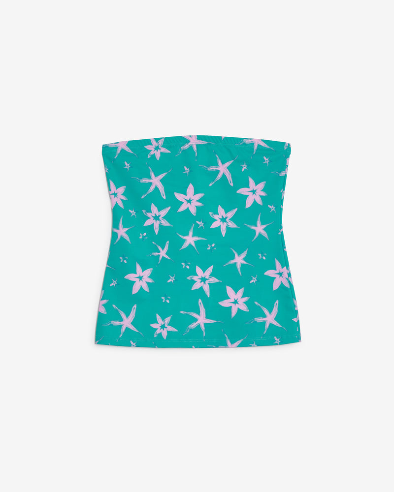 FLORAL TUBE TOP AQUA