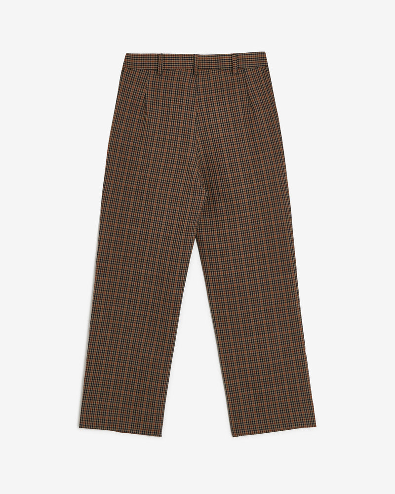 TARTAN PLEATED TROUSERS BROWN