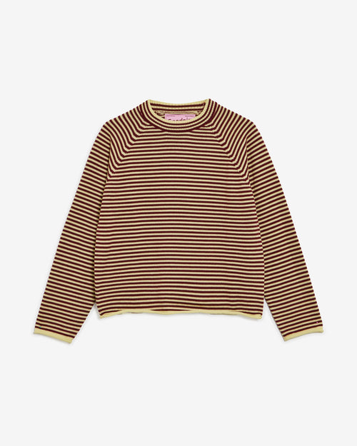 YELLOW & PLUM STRIPED WOOL SWEATER