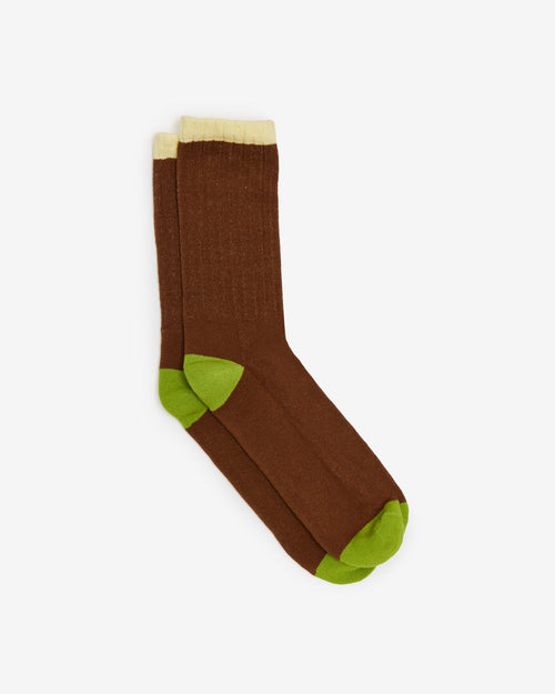 BROWN RIBBED SOCKS
