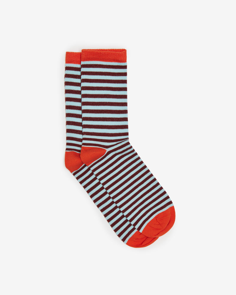 BLUE & BURGUNDY STRIPED SOCKS