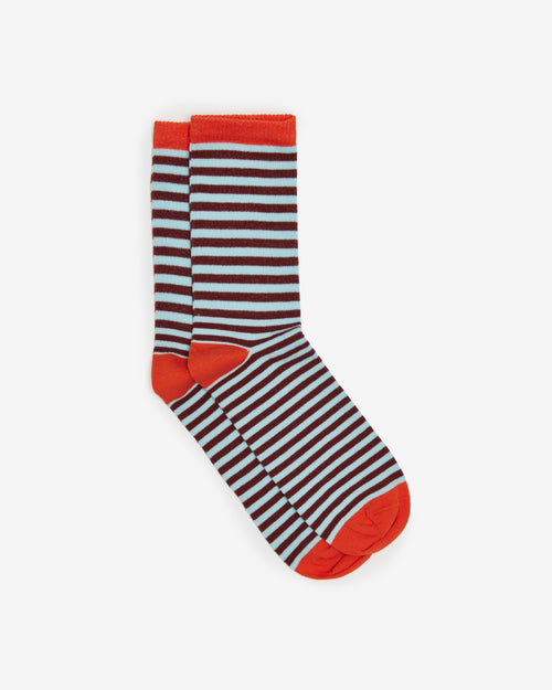 BLUE & BURGUNDY STRIPED SOCKS