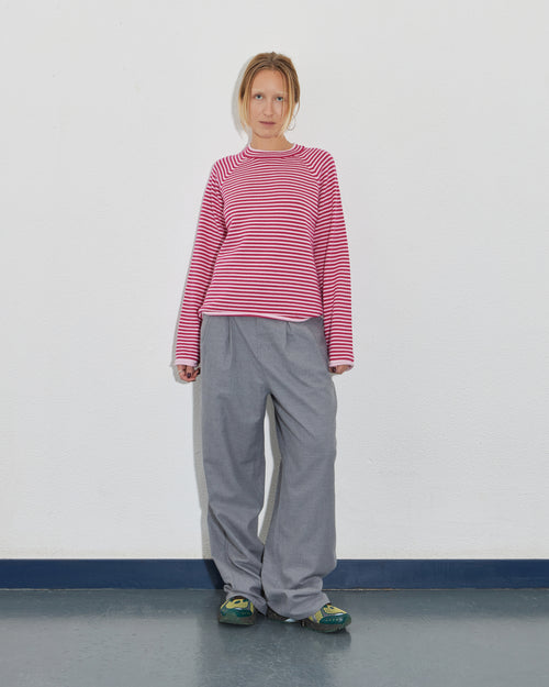 PINK STRIPED WOOL SWEATER