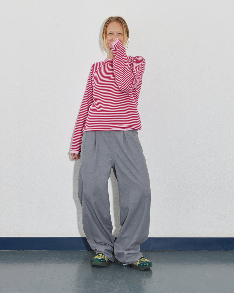 PINK STRIPED WOOL SWEATER