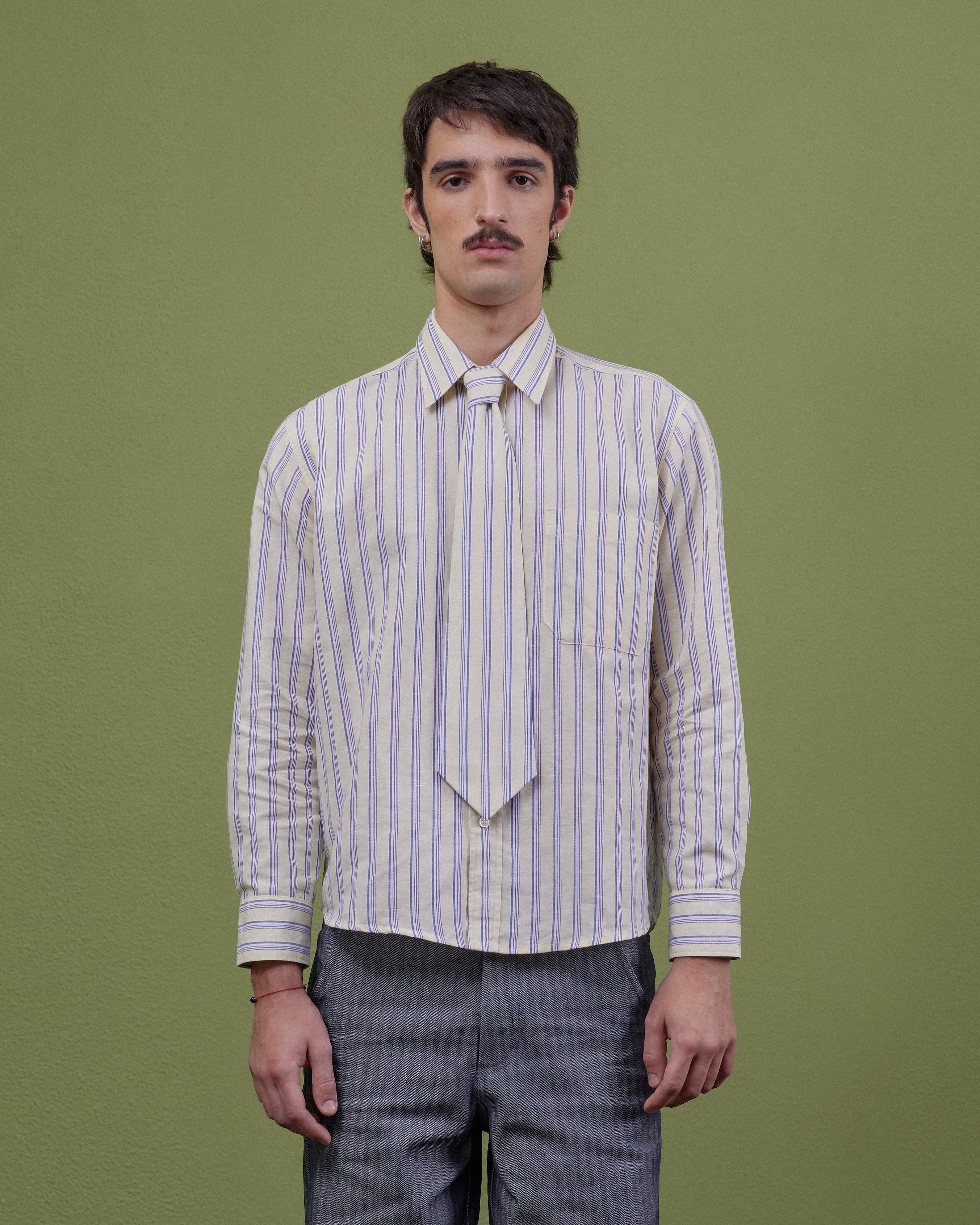 YELLOW & BLUE STRIPED SHIRT