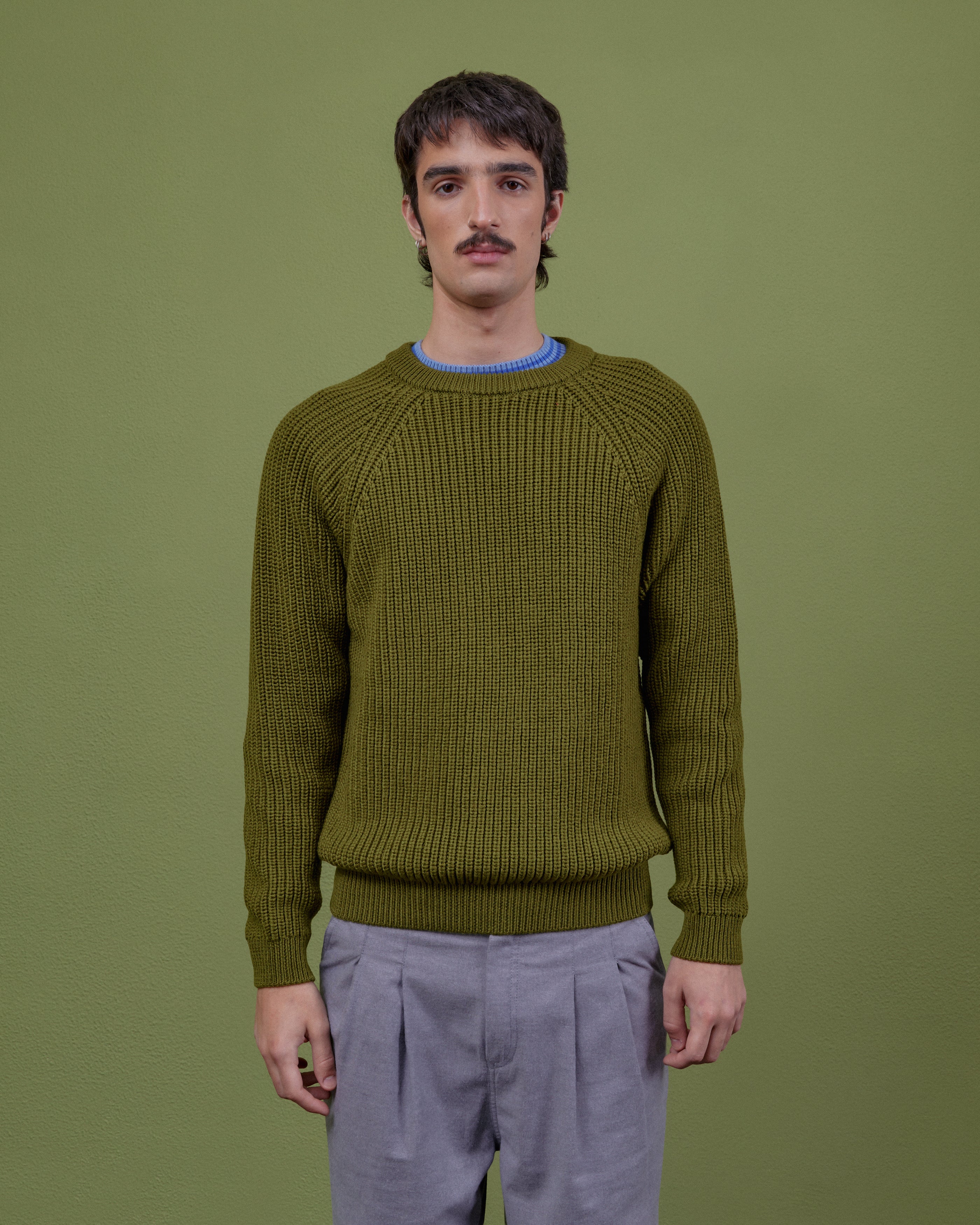 MOSS GREEN WOOL SWEATER