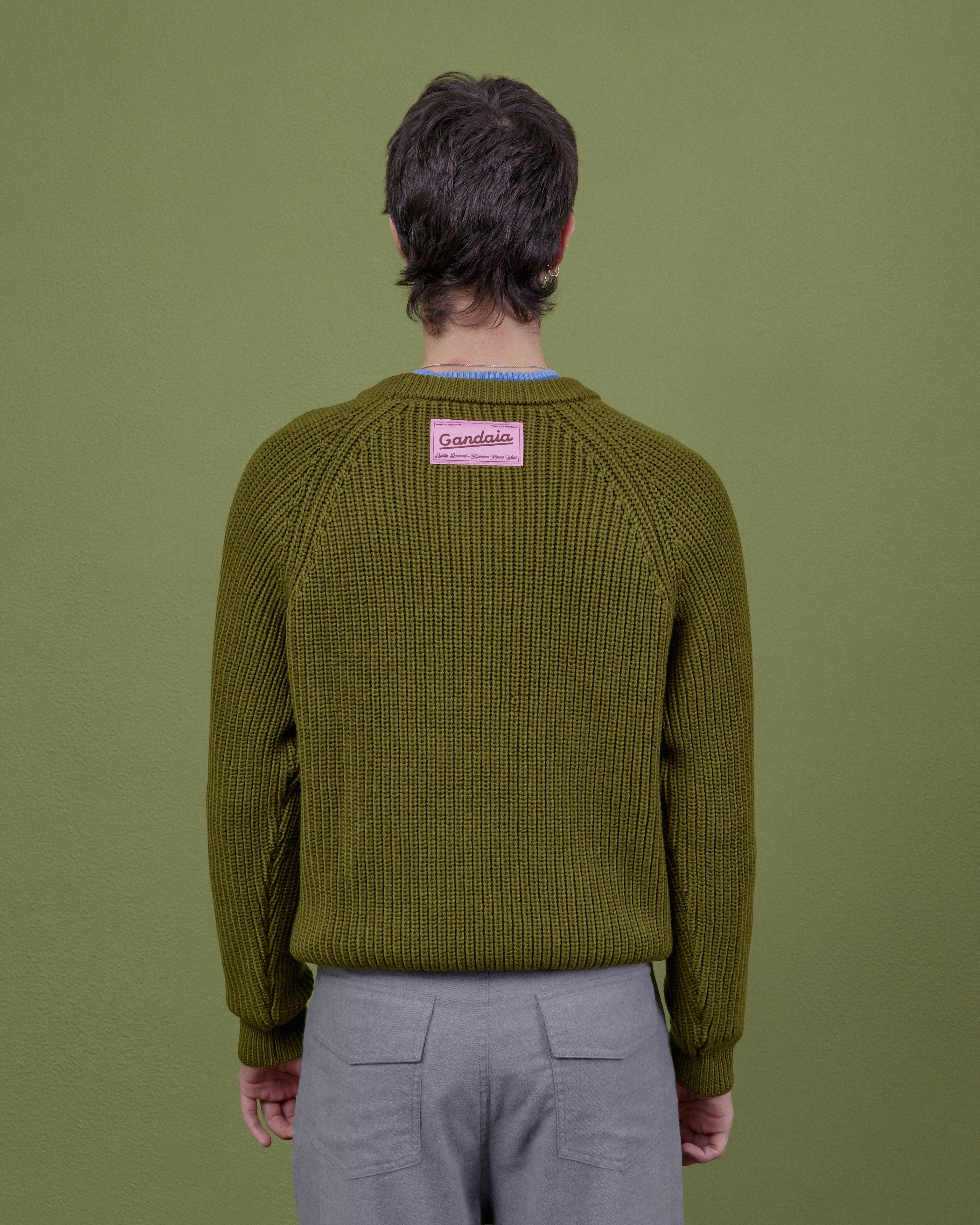 MOSS GREEN WOOL SWEATER