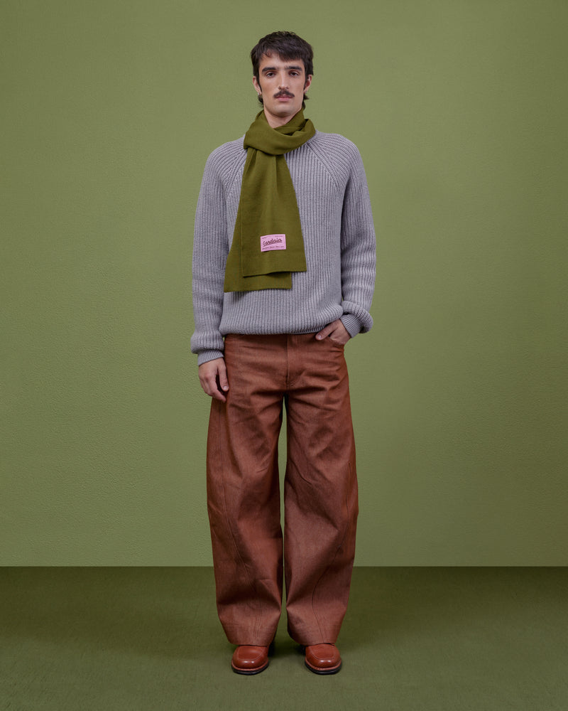 MOSS GREEN WOOL SCARF