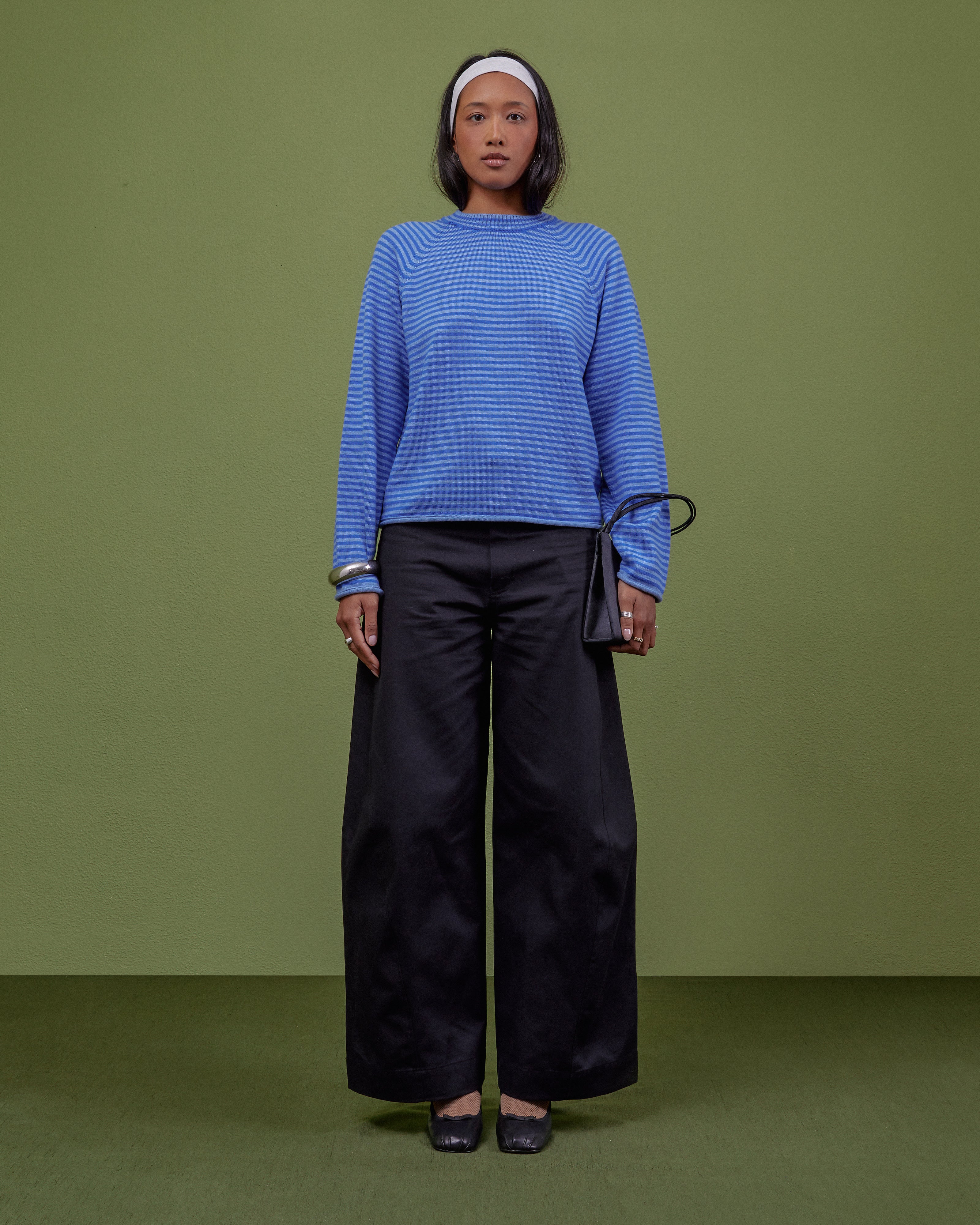 BLUE STRIPED WOOL SWEATER